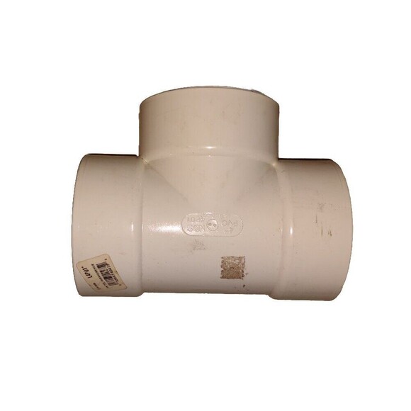 NDS L4P01 PVC Tee 4" x 4" x 4" White Plumbing PVC 8" X 4 1/2" X 6 1/2" - Picture 1 of 3